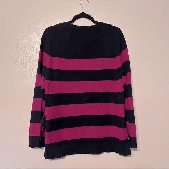 MaxMara 100% Cashmere Striped Sweater Purple Blue Size Large - Picture 5 of 5